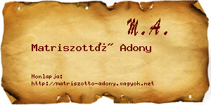 Matriszottó Adony névjegykártya
